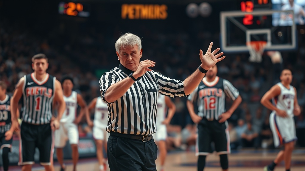 프로 리그와 아마추어 경기에서 심판이 판정을 내리는 장면