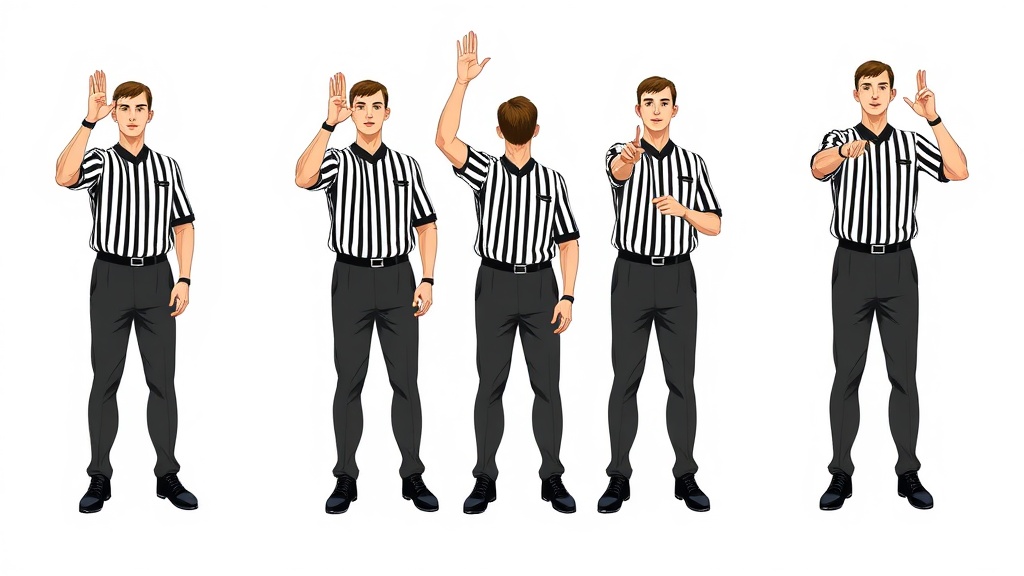 농구 심판이 파울과 바이얼레이션을 표시하는 공식 수신호 모음